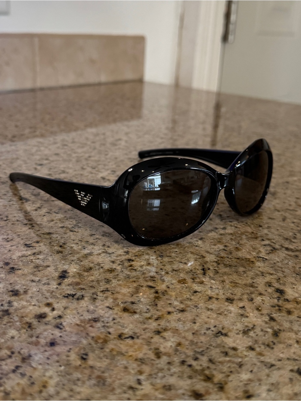 Vintage Y2K Emporio Armani Women’s Sunglasses Black Rhinestones Italy